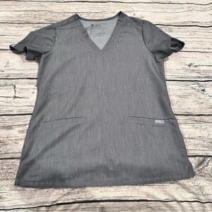 Figs Charcoal 2 Pocket Scrub Top With Back Darts Size Small (see measurements)